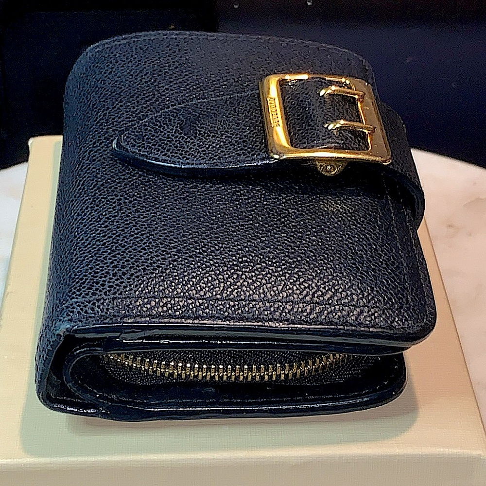 BURBERRY COMPACT ZIPPY WALLET BLACK LEATHER NOVA CHECK BOX DUST COVER HAMPSTEAD - Picture 6 of 15